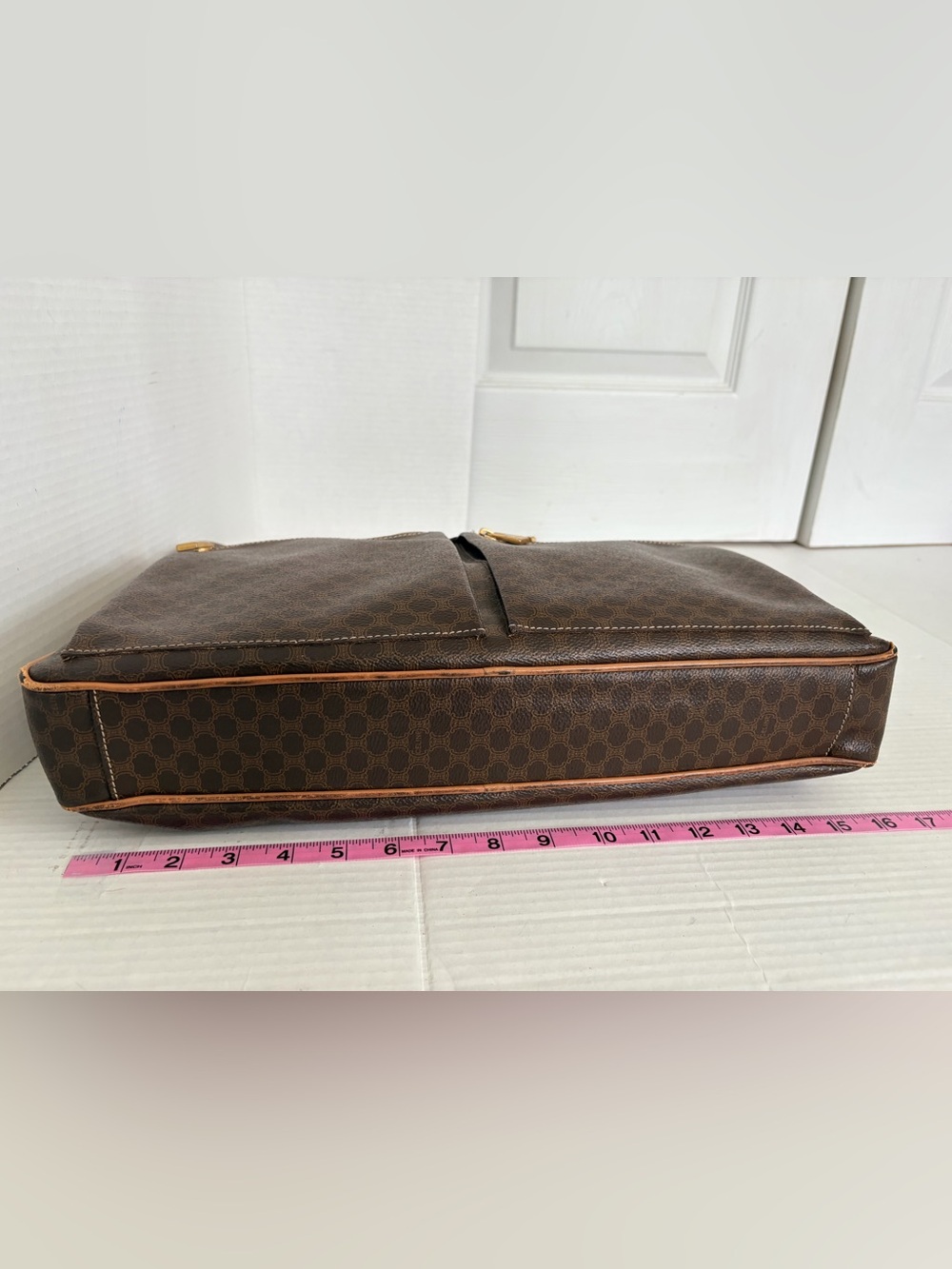Celine Brown Patterned Leather Briefcase/laptop bag - Picture 4 of 16
